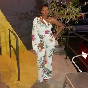 Boohoo Asymmetric Extreme Sleeve Jumpsuit Sz 8